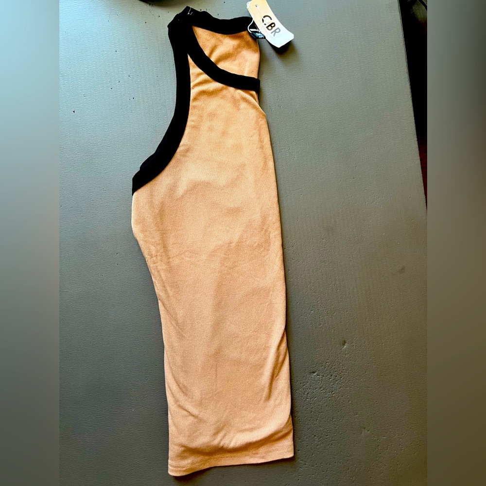 CBR Tank Top, tan w/ black trim.